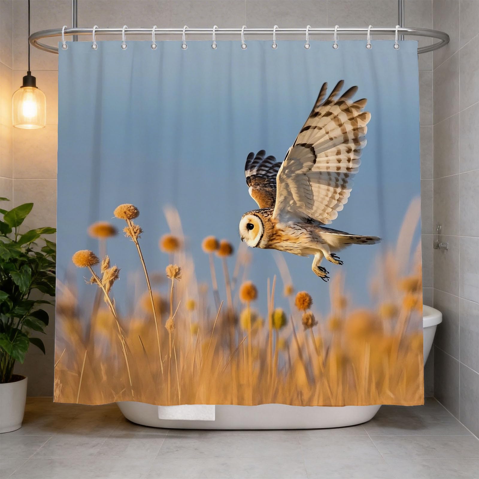 Hongduo 3D Owl Shower Curtain for Stalls Bathtubs Wildlife Animal Bathroom Decor Shower Curtain Set Polyester Fabric Waterproof 200x200cm/79X79 Inch with Hooks