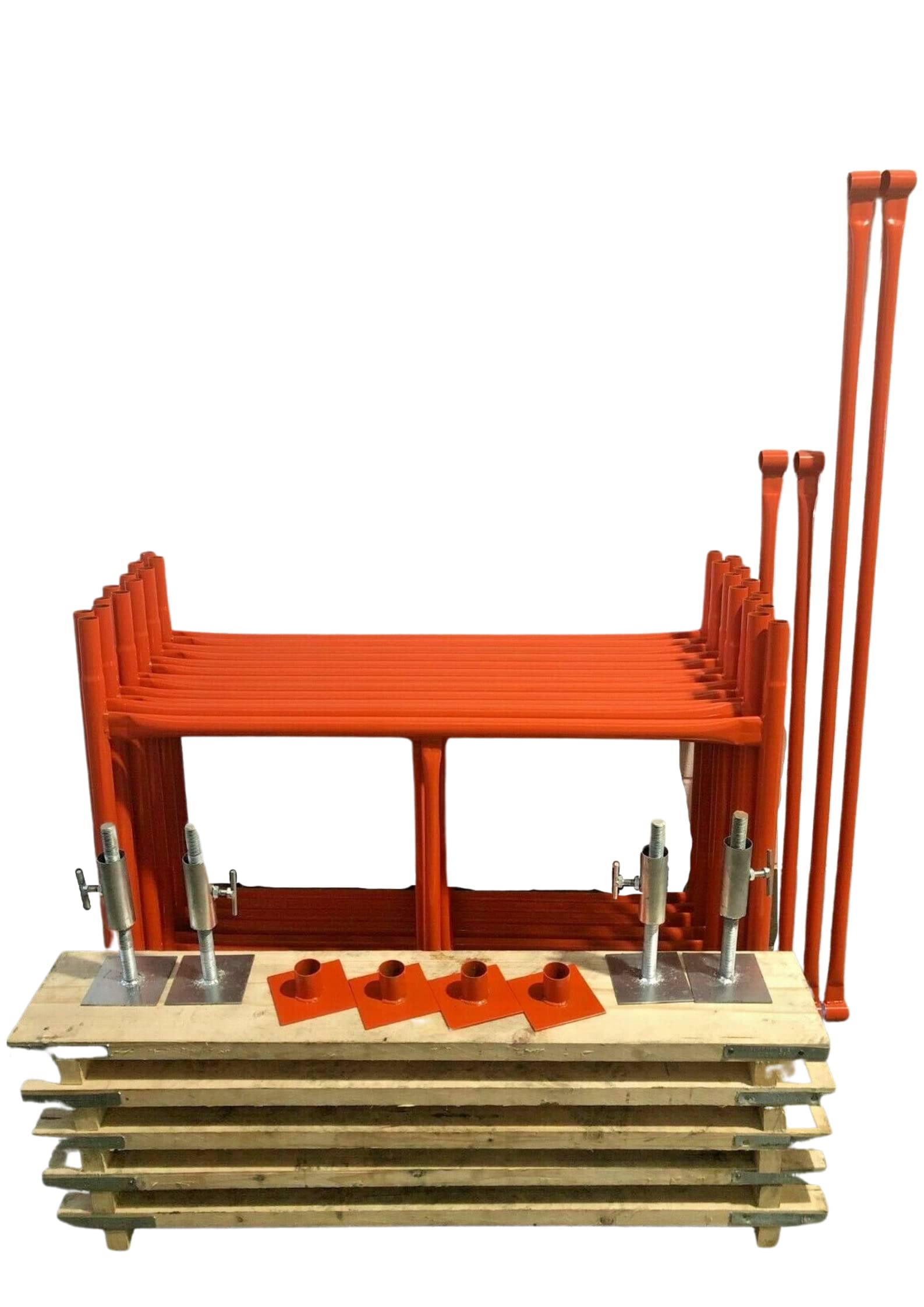 Scaffolding Tower with Boards & Adjustable Bases 5.94 Meters (19'6") Working Height 4x4 Base Size. Steel & Polyester Powder Coated (PPC) Quality Durable Finish.