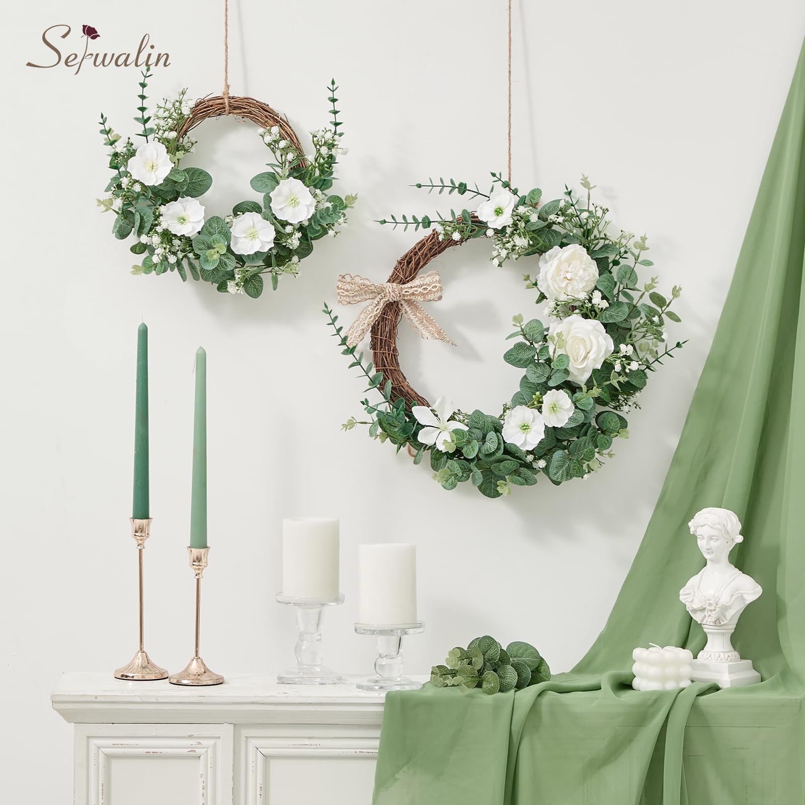 Serwalin Assortiment de 50 tiges d'eucalyptus artificielles