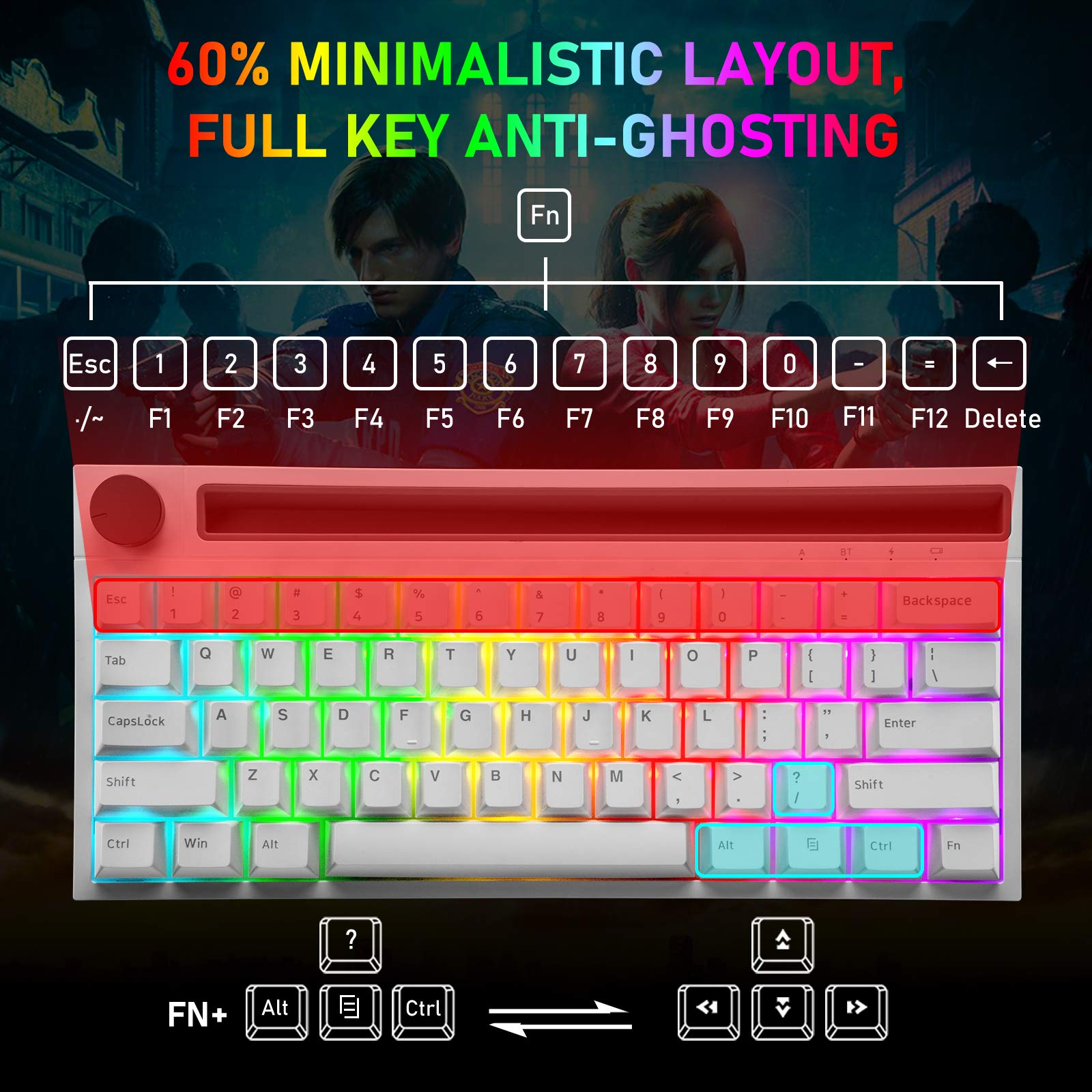 Buy 60 Mechanical Gaming Keyboard Type C Wired/Wireless Bluetooth 19