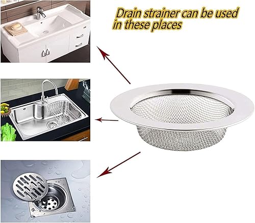 Miniatura 7 de Wixvel - Filtro de fregadero de acero inoxidable, filtro de fregadero de acero inoxidable con tapón, filtro de drenaje de fregadero de cocina de