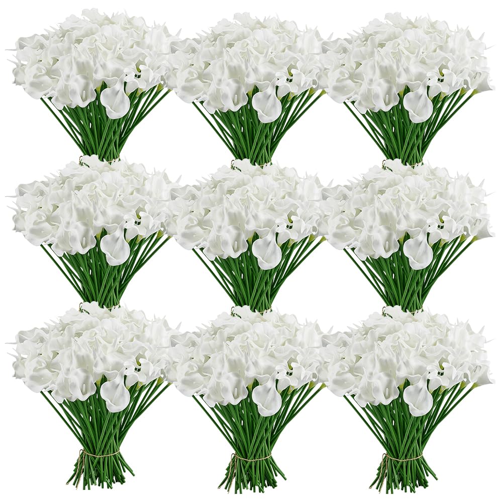ORIGACH 100 Stück Künstliche Weiße Calla Lilie Große Auswahl An Künstlichen Calla Lilien Brautsträußen Für Hochzeitsdekorationen Tischgestecke Dekorationen Für Zuhause Büro Und Partys