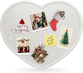 Large Heart Cork Bulletin Board with Linen, 24x19 Inch White Wood Frame ...