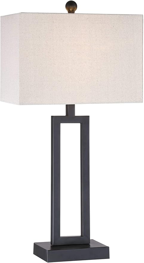 Lámpara de Mesa Moderna 360 Lighting 66 cm Metal Negro Pantalla Blanca miniatura 2