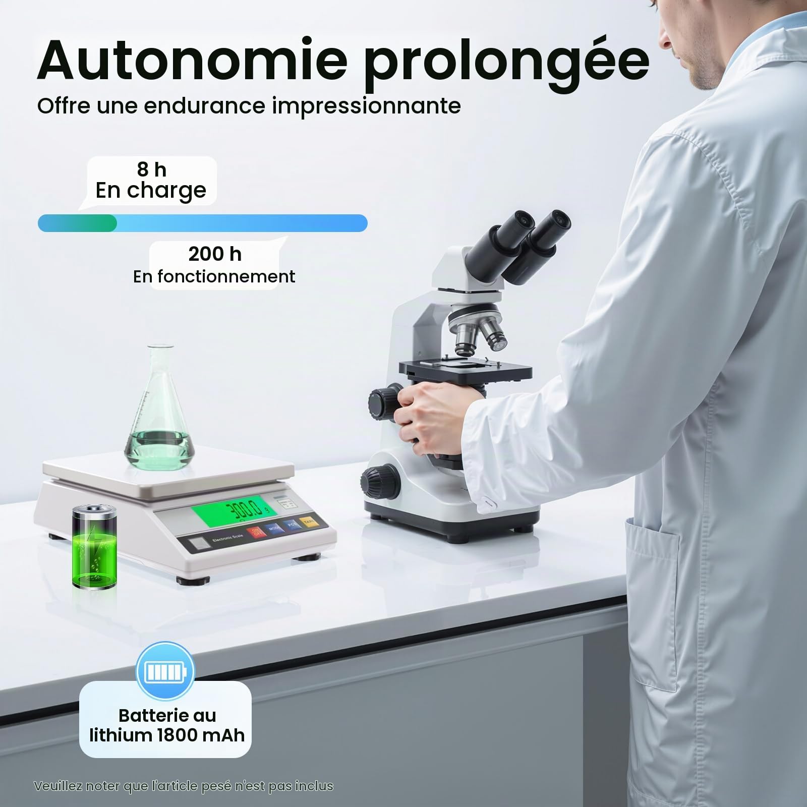 Balance de précision - Balance d'analyse de laboratoire - Balance électronique - Balance de bijoux - Balance de cuisine - Calibrage 7500 g/0,1 g