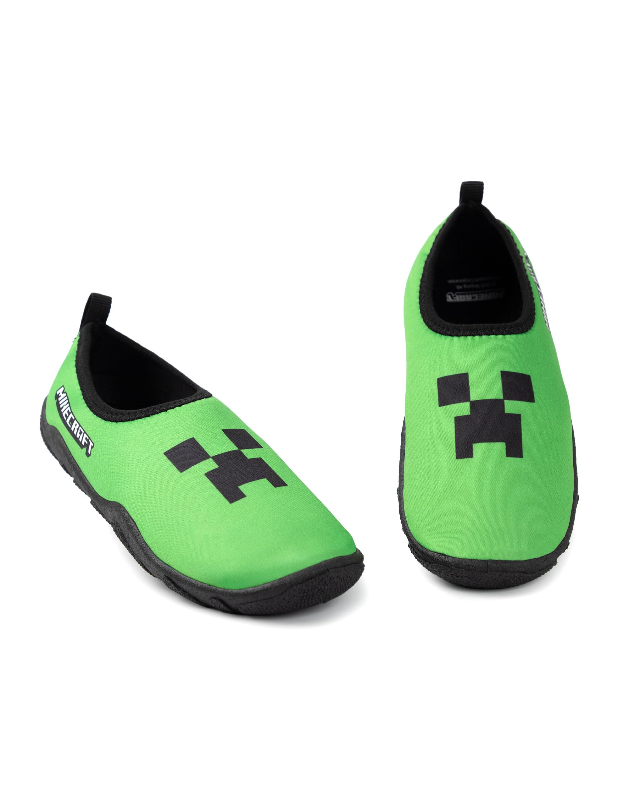 Minecraft Zapatos acuáticos Creeper en Verde | Calzado de baño sin Cordones para niño | Zapatos de Playa Ligeros para niños | Zapatos acuáticos con temática