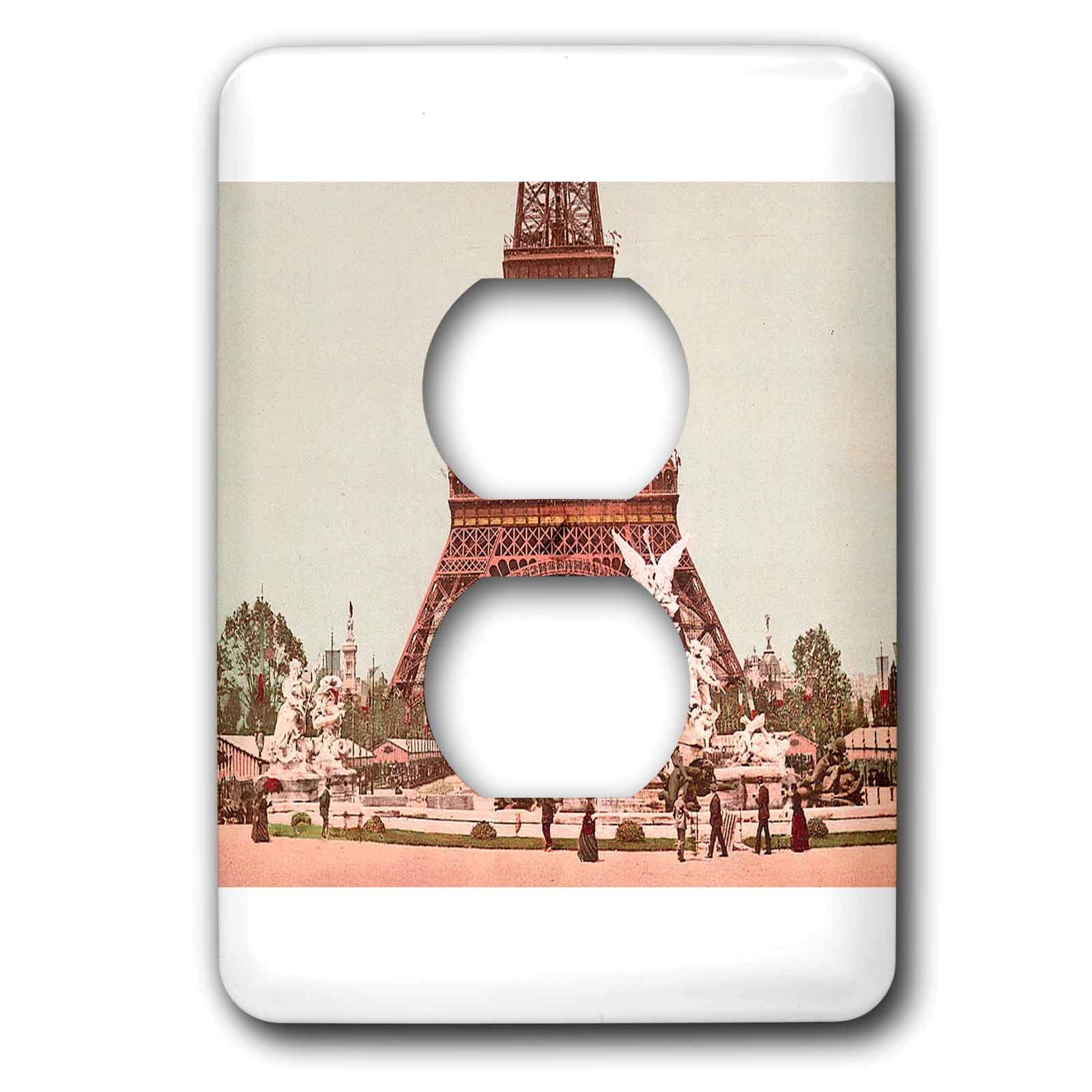 Tour Eiffel chromé plaque pour cacher prise usée boîtier double 3dRose 15,2 cm