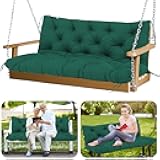 GZXAGZJ Outdoor Swing Cushions 60 inch Waterproof Porch Swing Cushions 2-3 Seater Replacement with Backrest and Ties Swing Bench Cushions for Outdoor Furniture Patio Porch Backyard Garden(Dark Green)