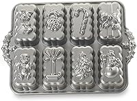 Vista 1 de Nordic Ware – Molde antiadherente de aluminio fundido Bakeware Holiday Mini Molde para pan, Molde para mini panes Navidad, Plateado