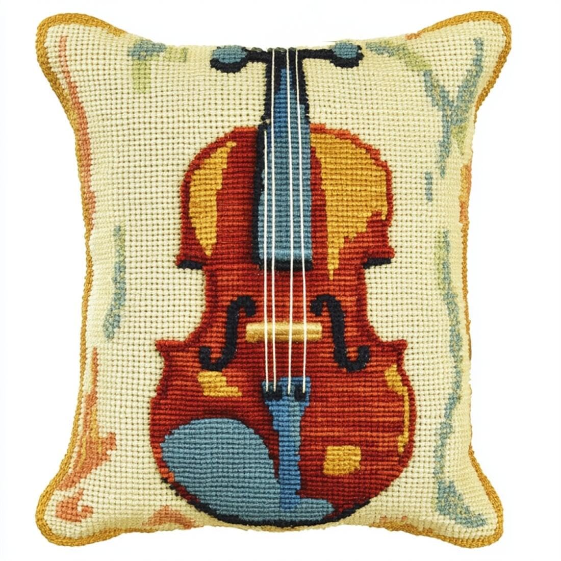 Kitquiver Latch Hook Craft Kits Musical Instrument Violin DIY Latch Hook Kits Pillow Printed Cushion Crochet Yarn 3D Embroidery Set Pillowcase Rug Home Decor 17x17In