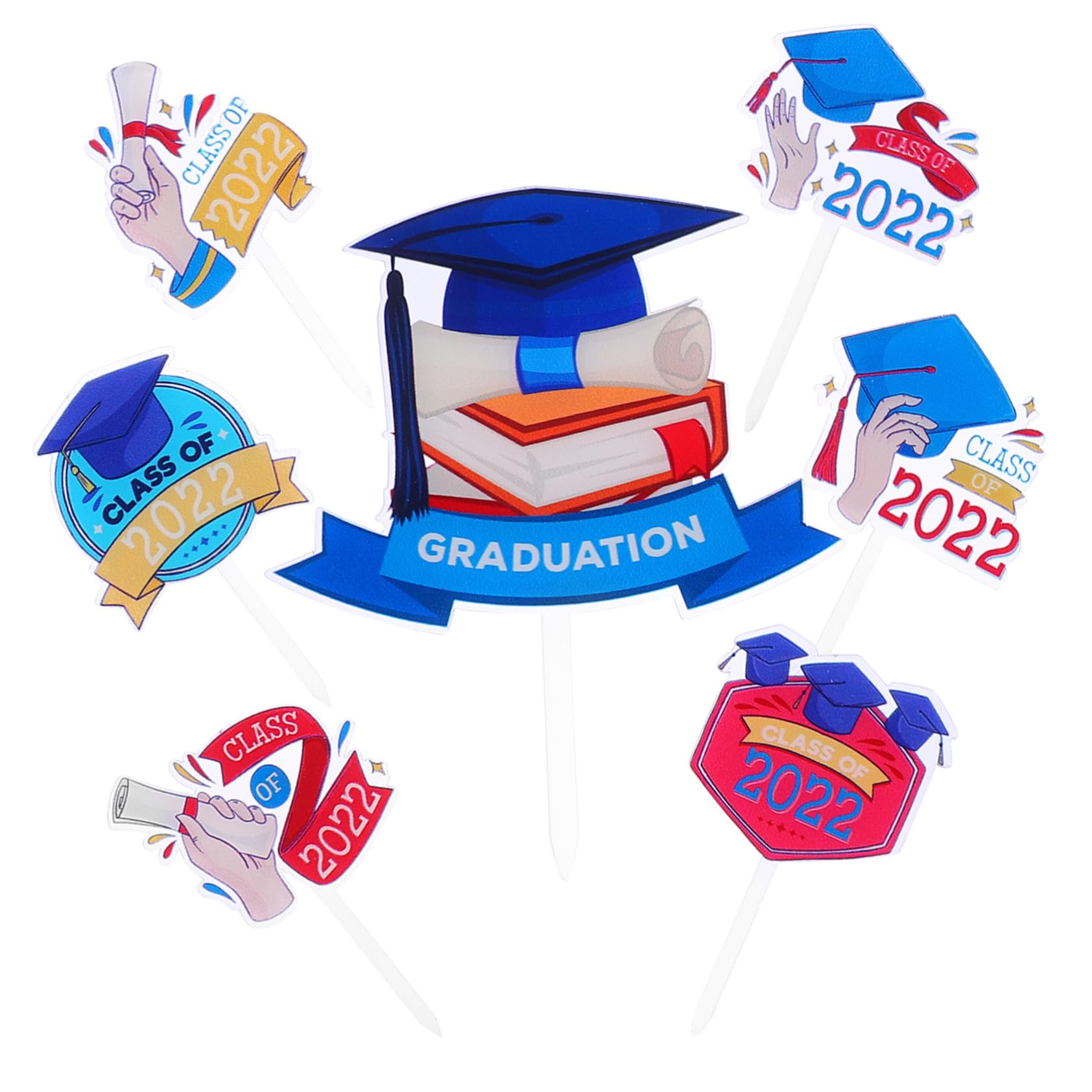 Abaodam7pcs Graduation Season Card Certificate Ake Insert Graduation Cupcake Topper Grad of 2022 Graduation Cap Cake Decor Grad Party Decorations Grad Cap Congrats Grad Wood Props Acrylic