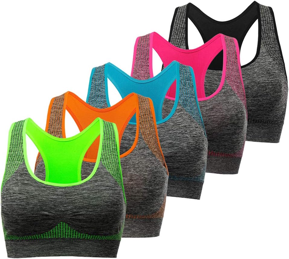 TOBWIZUSports Bras for Women, Medium Support Yoga Gym Activewear Bras with Pocket