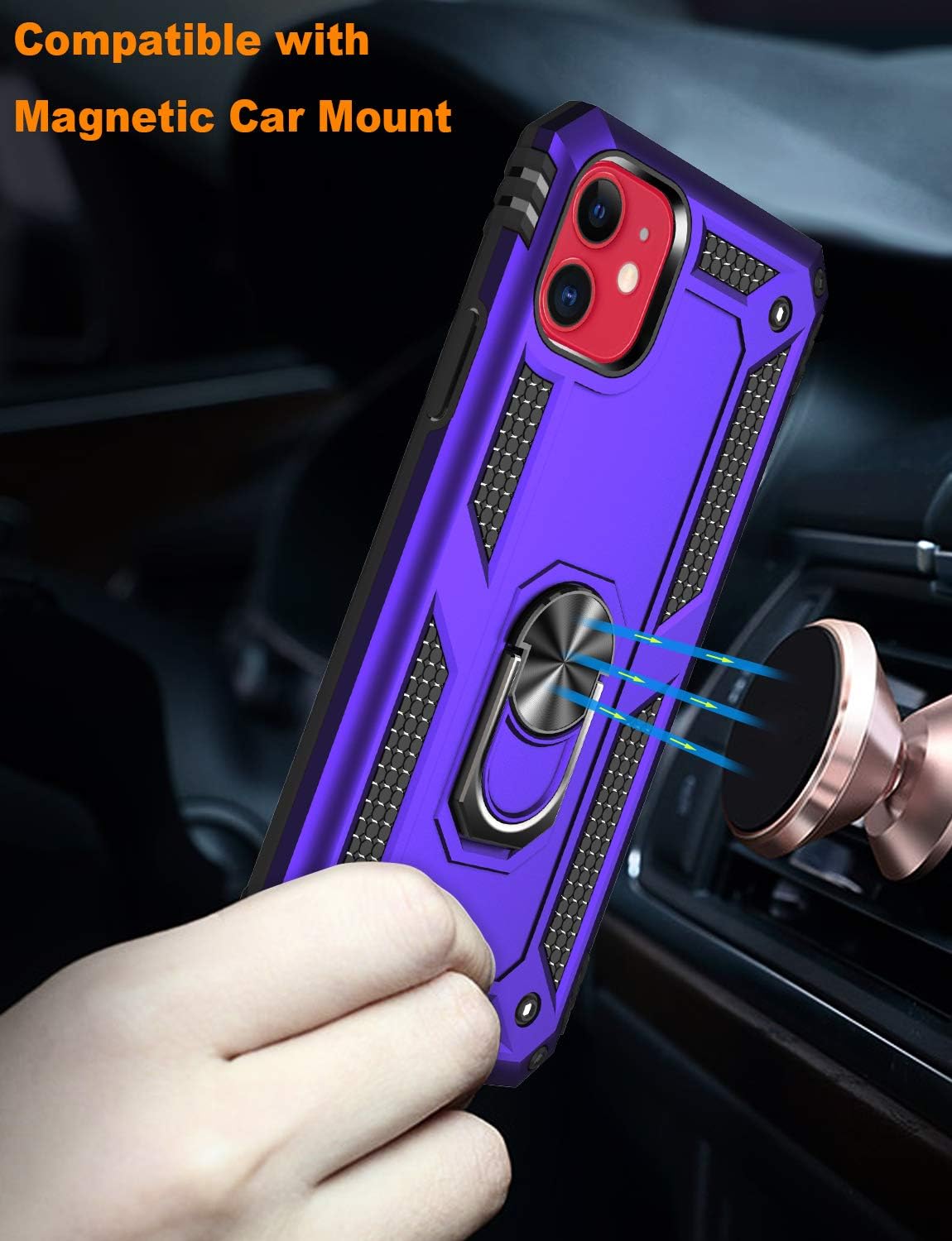 LUMARKE iPhone 11 Case with Tempered Glass Sreen Protector,Pass 16ft Drop Test Military Grade Heavy Duty Cover with Magnetic Kickstand,Protective Phone Case for iPhone 11 6.1" Purple