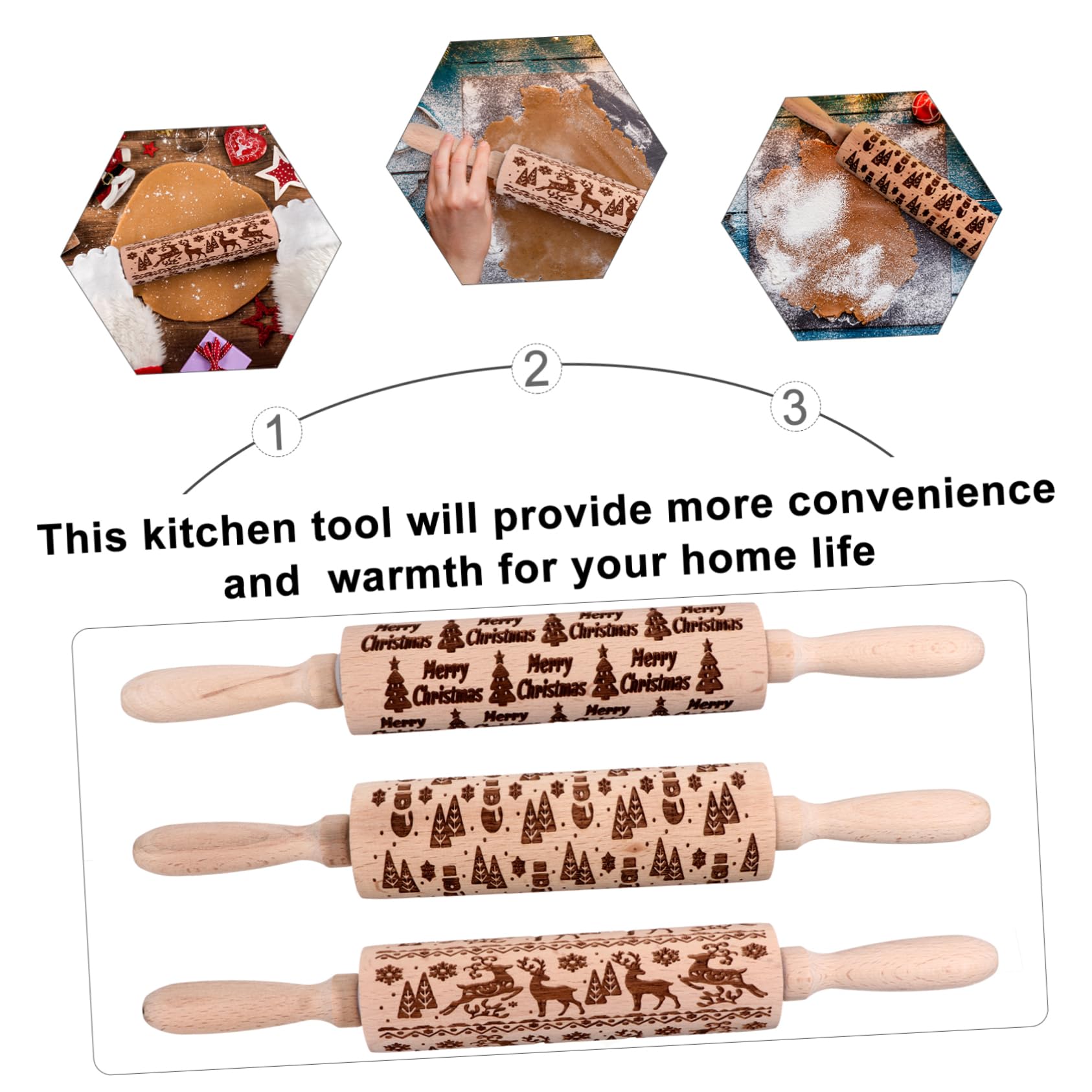 Cabilock Rodillo De Amasar De Madera Resistente y Duradero Perfecto Para Navidad y Repostería
