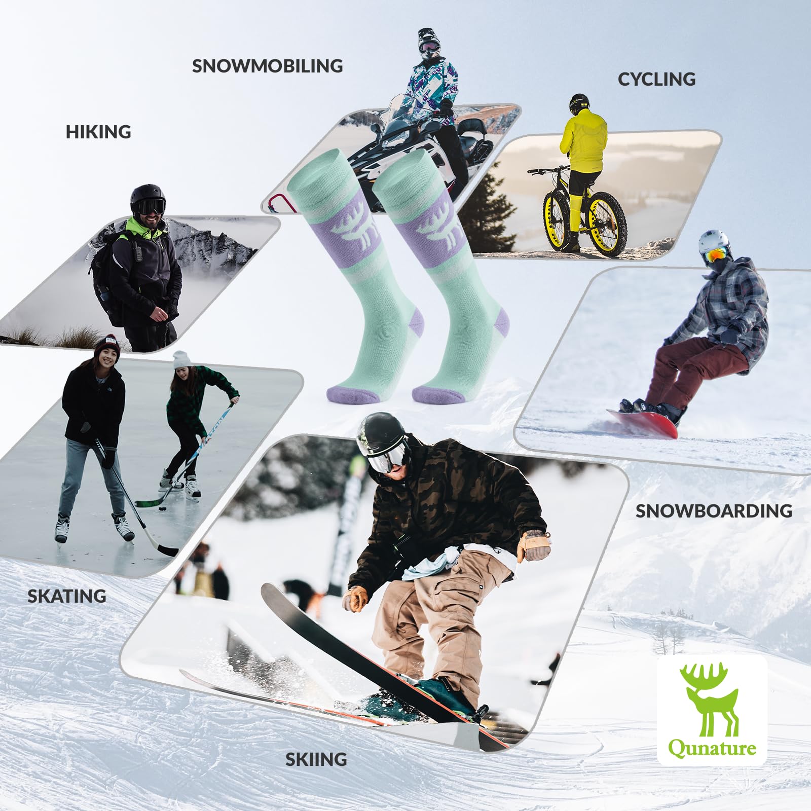 Skarpetki Narciarskie Zimowe Skarpety Termiczne Wykonane z Wełny Merynosów 1 Para Skarpety Miękkie i Ciepłe Skarpety do Jazdy na Nartach na Łyżwach Snowboarding Unisex Rozmiar 37-42/43-48
