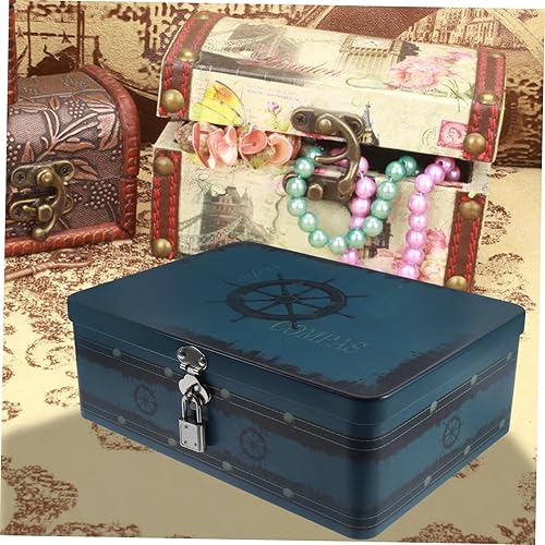 Miniatura 3 de Caja de almacenamiento con cerradura organizador de fotos escritorio escritorio hojalata caja de estaño escritorio rectangular alcancía pequeña caja