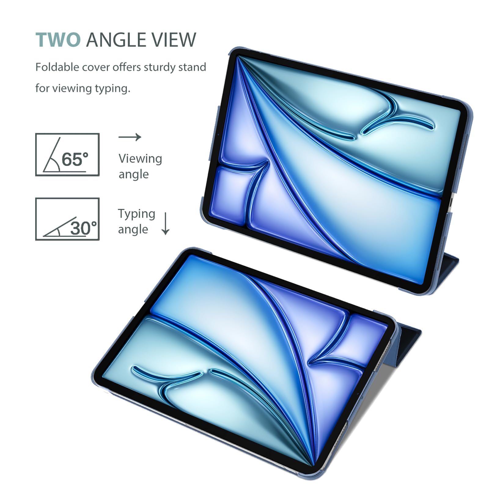 ProCase Custodia iPad Air 11" M2 2024, Cover iPad Air 6/5/4 Generazione (10,9 Pollici Modello 2022/2020), [Supporta Ricarica di Pencil 2] Smart Cover Leggero Auto Svegliati/Sonno -Blu Scuro