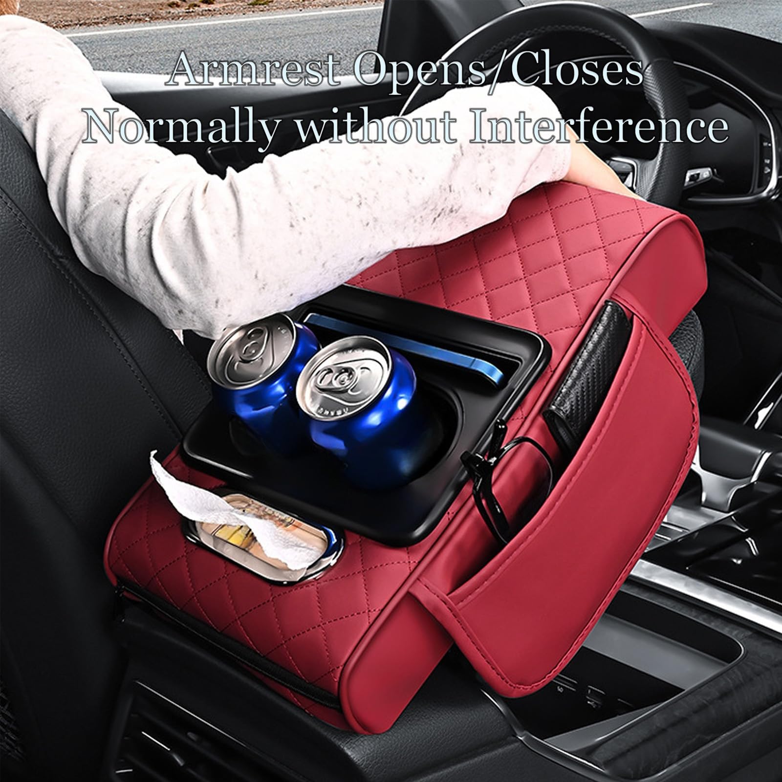 Rkxzt Car Armrest Box Pad-Universal Storage Bag,Tissue Box,Elbow Pad,and Multifunctional Three-in-One Armrest Pad,Car Seat Heightening And Comfort - View #4