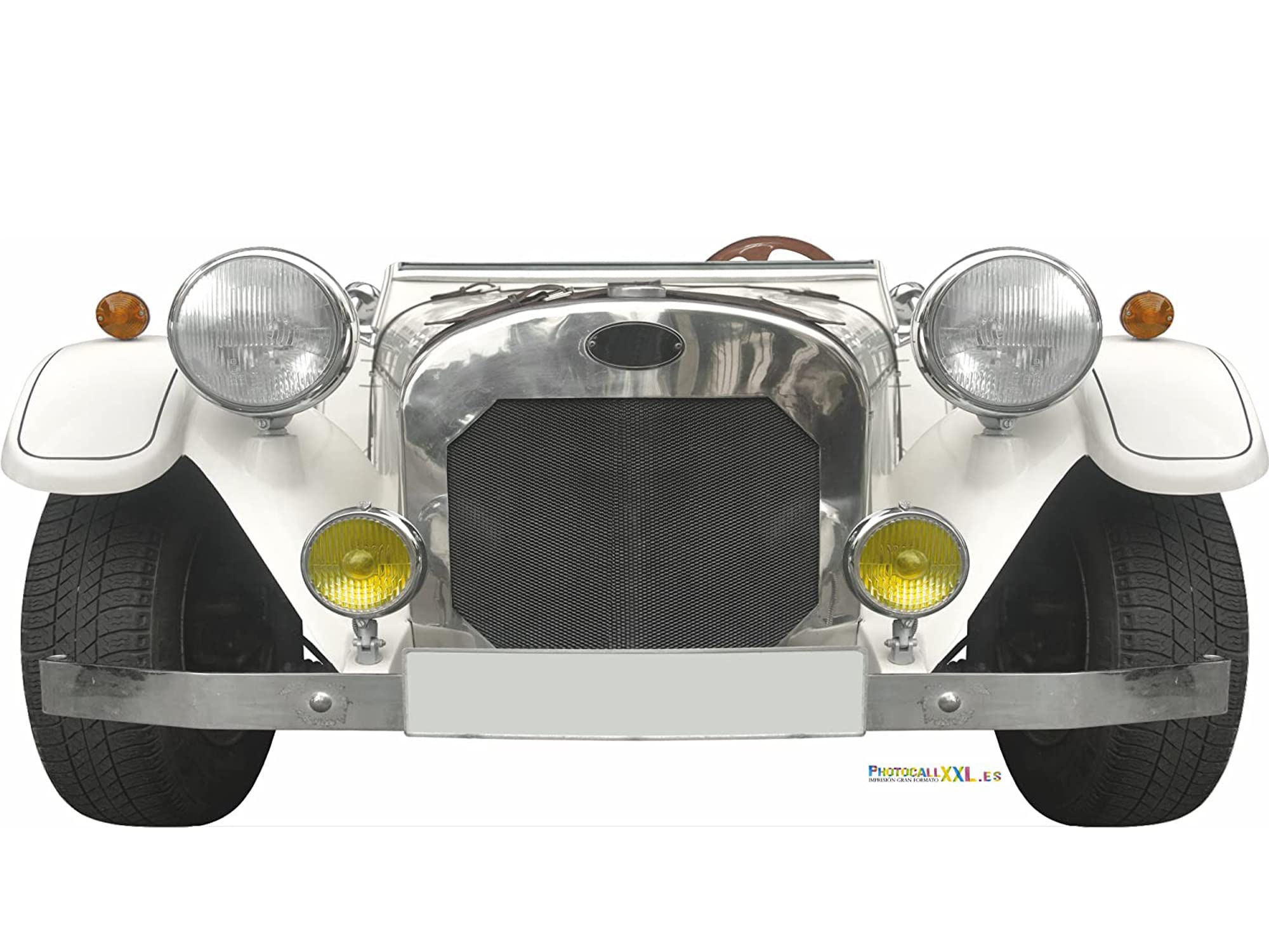Oedim Coche descapotable Clasico comuniones Eventos o Celebraciones puntuales| Medidas 1,55m x 0,75m | Ventana Troquelada | Photocall Divertido, Blanco, 155x75cm