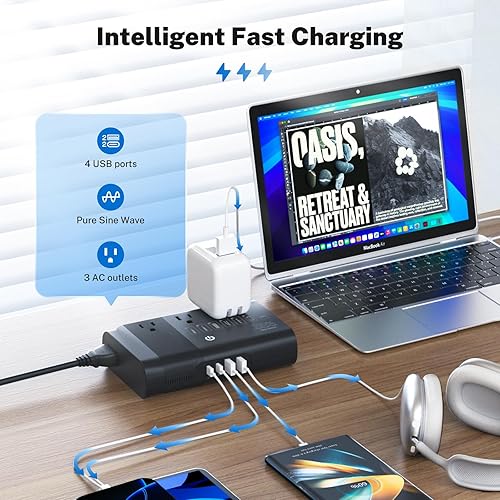 Miniatura 6 de DOACE Convertidor de voltaje de onda sinusoidal pura de 500 W, convertidor de adaptador de enchufe de viaje europeo de 220 V a 110 V, transformador