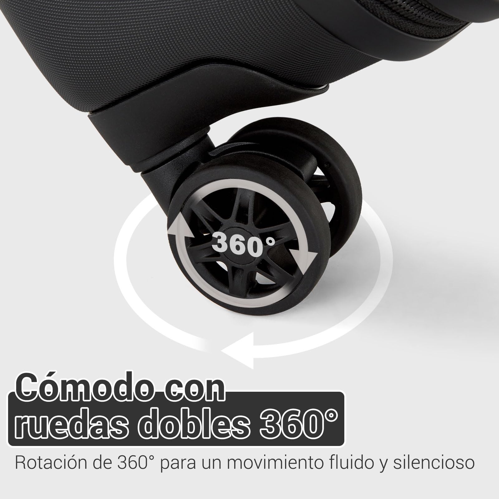 Kono Maletas de Viaje Cabina de 55 cm, Material PC + ABS Ligero - Maleta con 4 Ruedas Silenciosas de TPE, Cerradura TSA y Compartimento Empresarial (Negro)