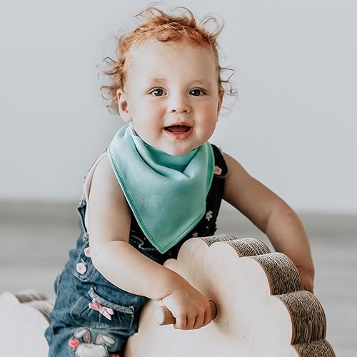 Miniatura 31 de Baberos tipo bandana para bebés para niños y niñas, súper suaves, unisex, paquete de 12 baberos de algodón orgánico absorbentes para dentición y