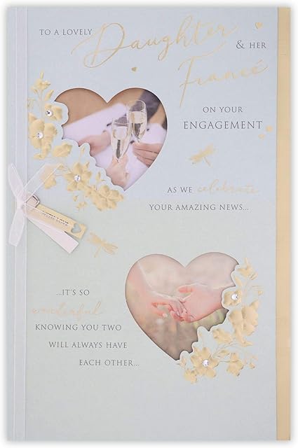 Clintons: Photos In Hearts Engagement Daughter & Son in Law Card, Engagement Card 165x254mm, multi, 1163414