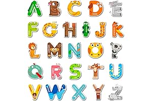 Whaline 52Pcs Alphabet Letters Thick Gel Clings Cute Animals Alphabet ABC Window...