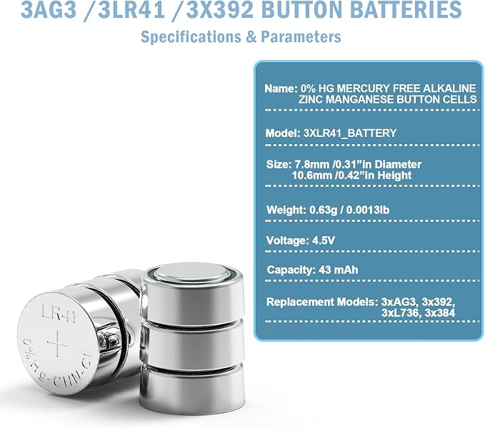 SUZEYAR 3x1.5V Baterías de botón LR41, paquete de 10 miniatura 4