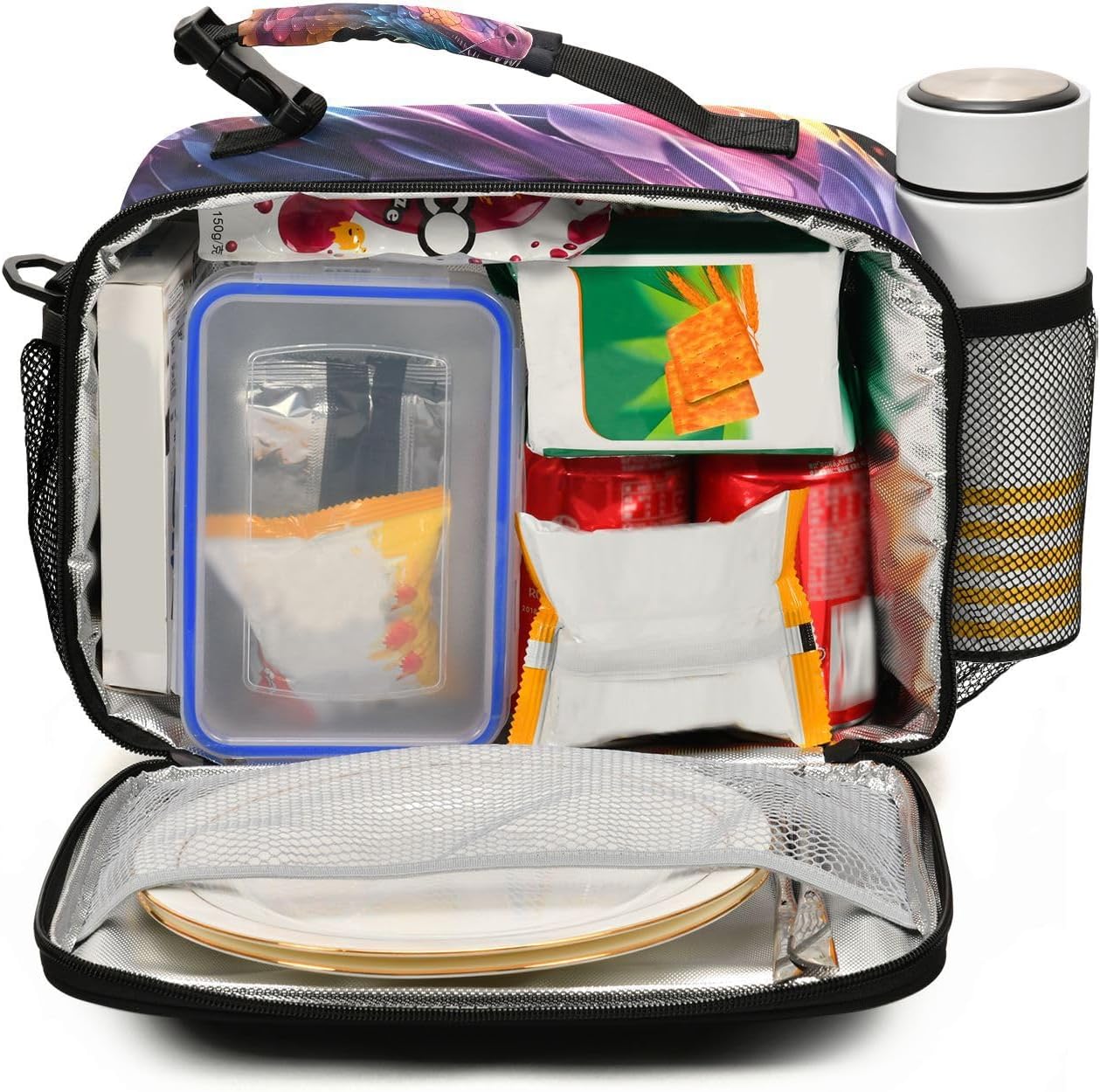 Dragon Galaxy Colorful Lunch Box for Girls Kids Insulated Lunch Bag Boys Lunchbox Reusable Cooler Tote Freezable Shoulder Strap for School Picnic - Image 4