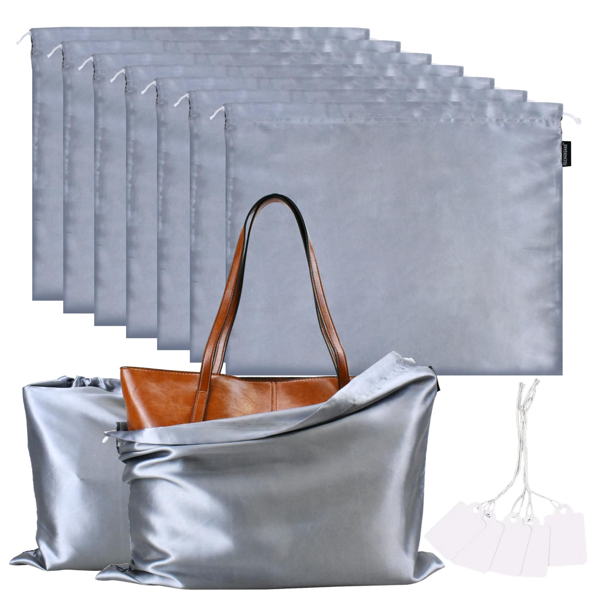 FEICHANGHAO 7 Pack Dust Bags for Handbags Storage Silk Cloth Bag With Drawstring Large Storage Pouch for Handbag Purse Shoes Boots