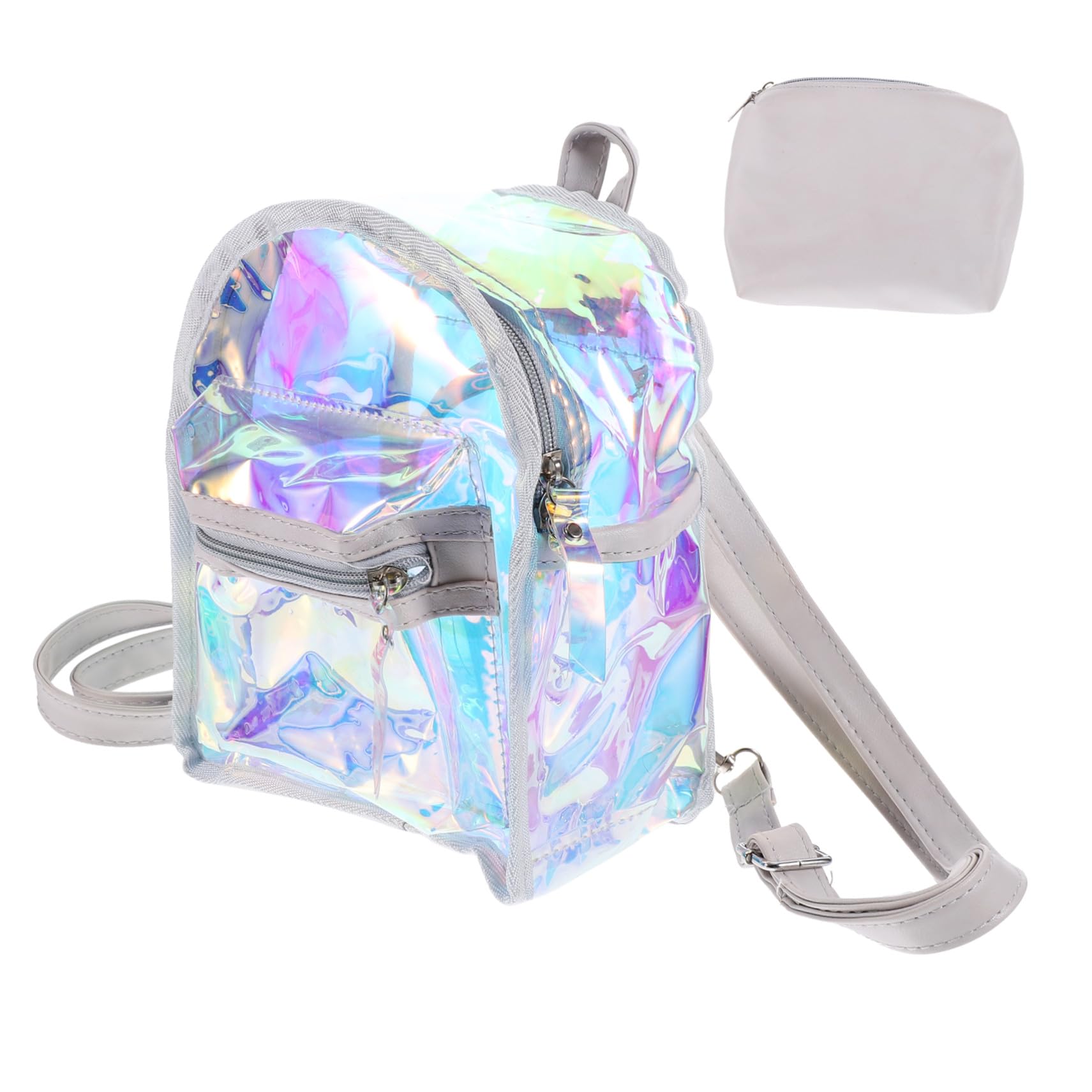Sac à dos holographique transparent à reflets changeants avec finitions chic PU - 8