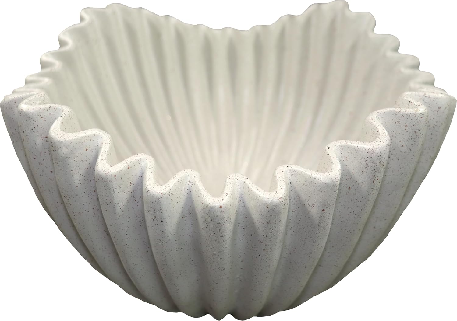 12" Large Decorative Bowl decor , Scalloped Pedestal Bowls for Modern Home Decor,Ruffle Decor,Stylish Key Bowl for Entry Table,Decorative Fruit Bowl for Kitchen Counter,Artificial Stone Milky white