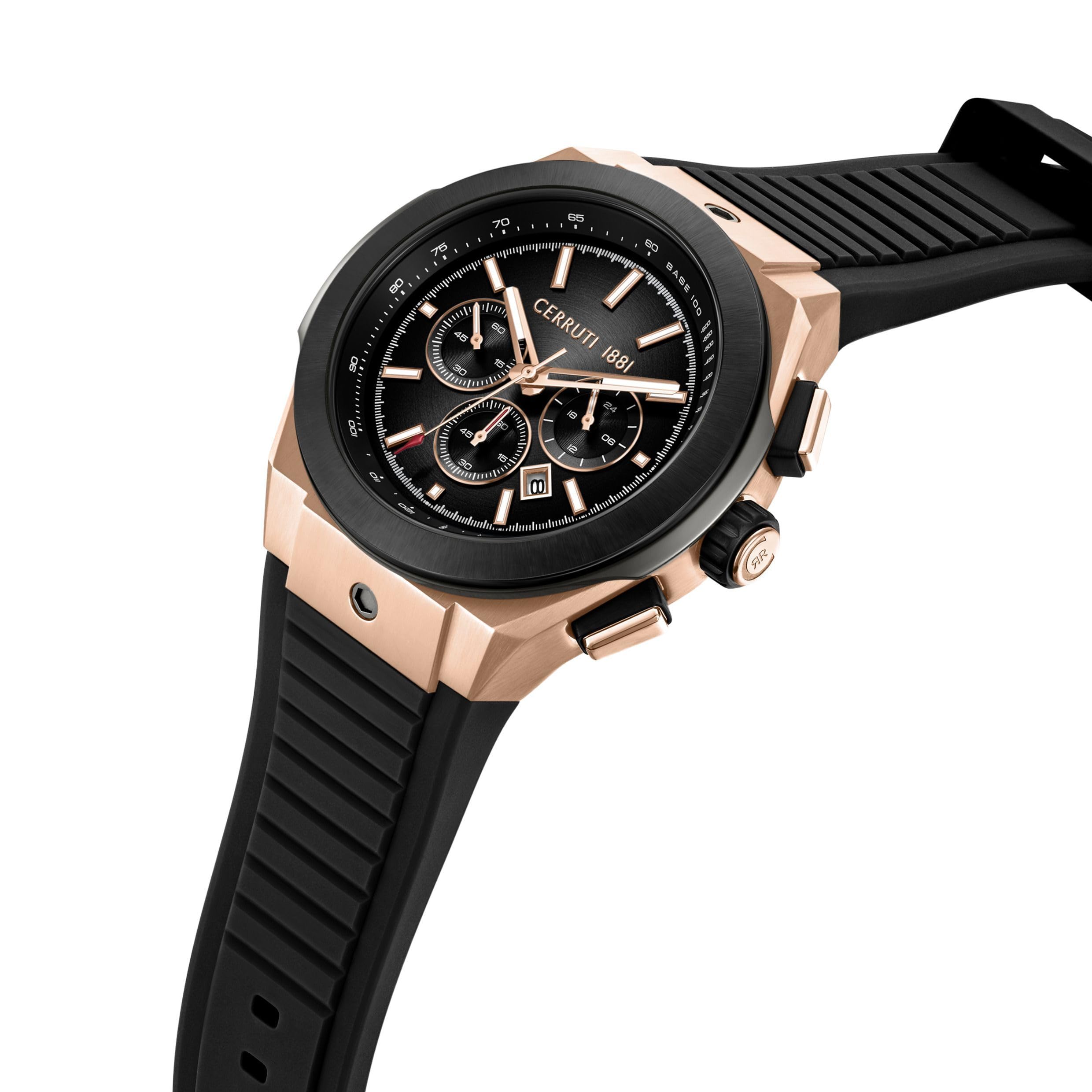 Cerruti 1881 - Chronographen Ruscello Declination - Quartz Uhrwerk - Gehäusebreite: 55 mm - Edelstahl - Black - 10 ATM