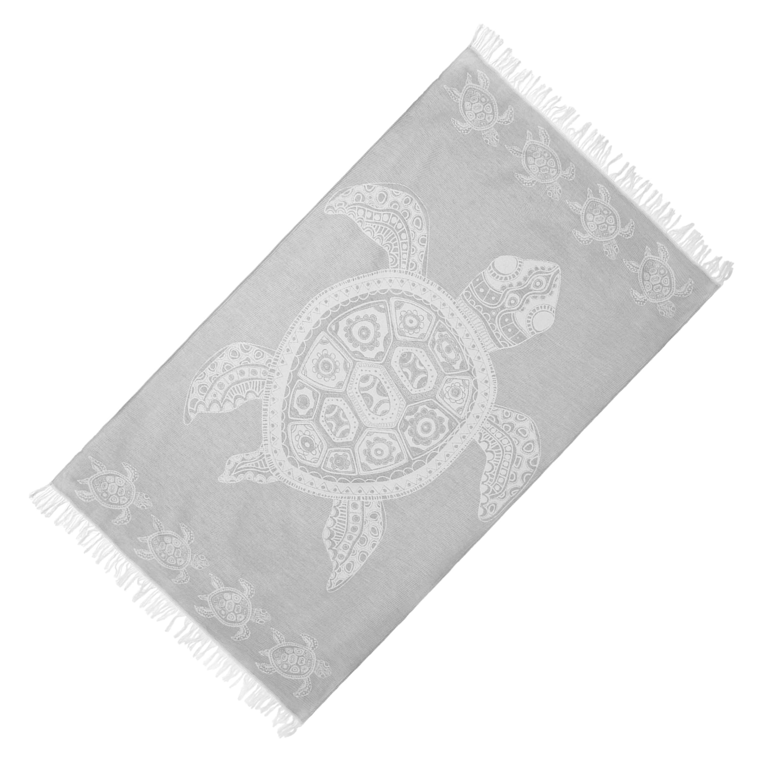 H HANSEL HOME Fouta Playa Pareo Playa Grande Ligeras Suave Toalla Playa Toalla Hammam Tejido 100% Algodón 90x170cm - Tortuga Gris Fuerte