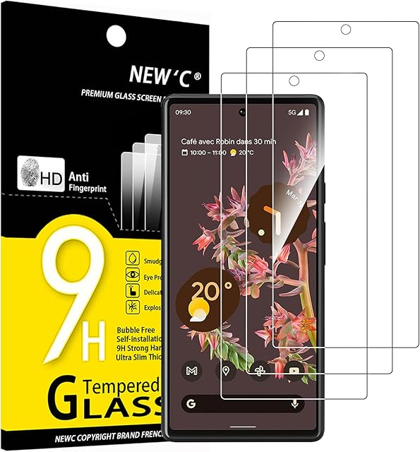 NEW'C [3 Pack] Designed for Google Pixel 6 Screen Protector Tempered Glass, Case Friendly Anti Scratch Bubble Free Ultra Resistant