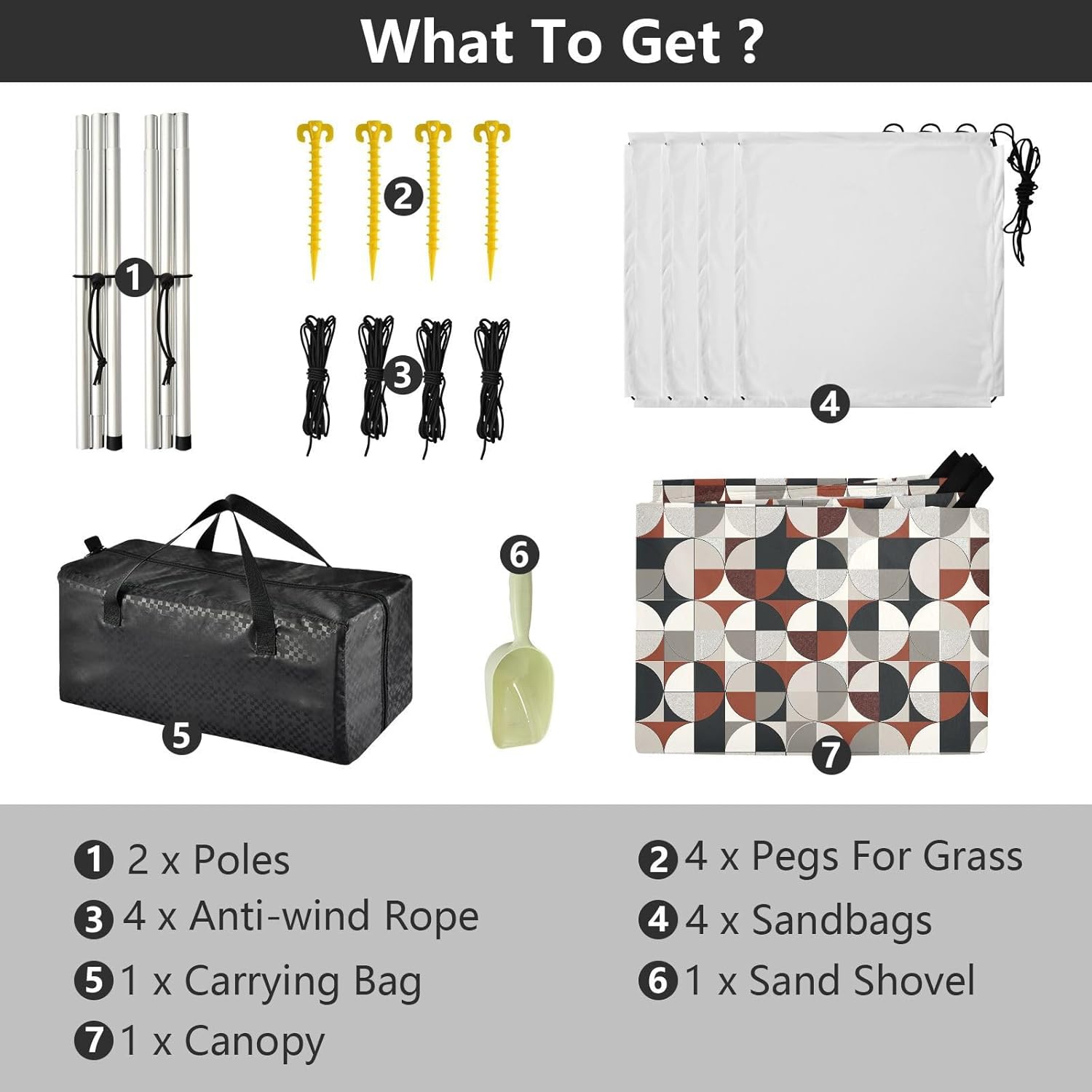 ALAZA Trendy Retro Geometric Beach Tent Sun Shelter UPF50+ Protection Beach Shade Canopy w/ 4 Sandbags for Outdoor Camping, Fishing, Backyard Fun, Picnic, 10x9 ft