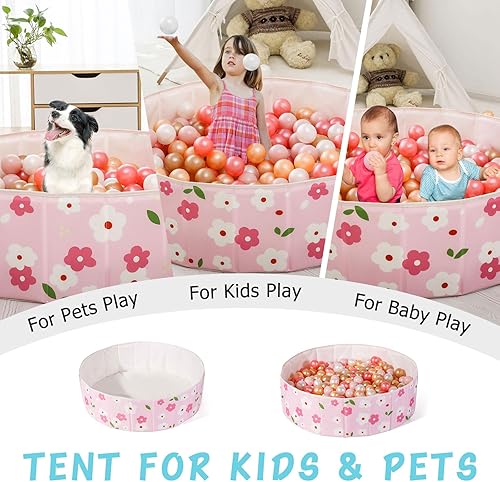 Miniatura 9 de Heopeis Piscina de pelotas para niños de 40 pulgadas plegable de doble capa Oxford con bolsa de almacenamiento para juegos (bolas no incluidas),