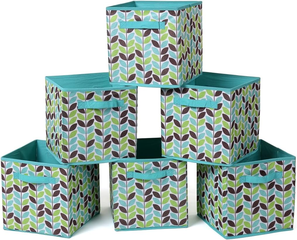 Kenox Foldable Cloth Storage Cube Bins Toy Organizer Basket Containers Nursery Home Drawer, 6-Pack