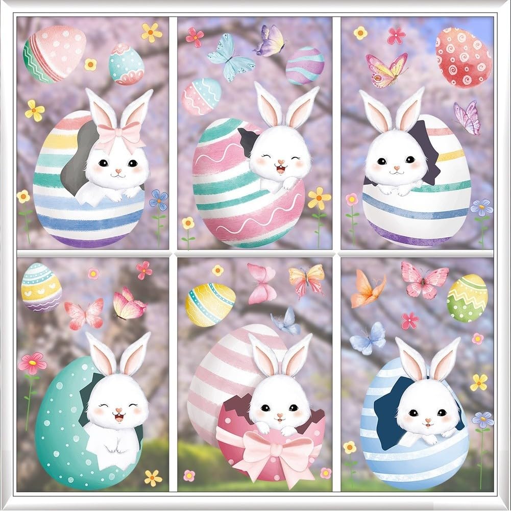 6 Blatt Ostern Fensterbilder Hase Ei Statisch