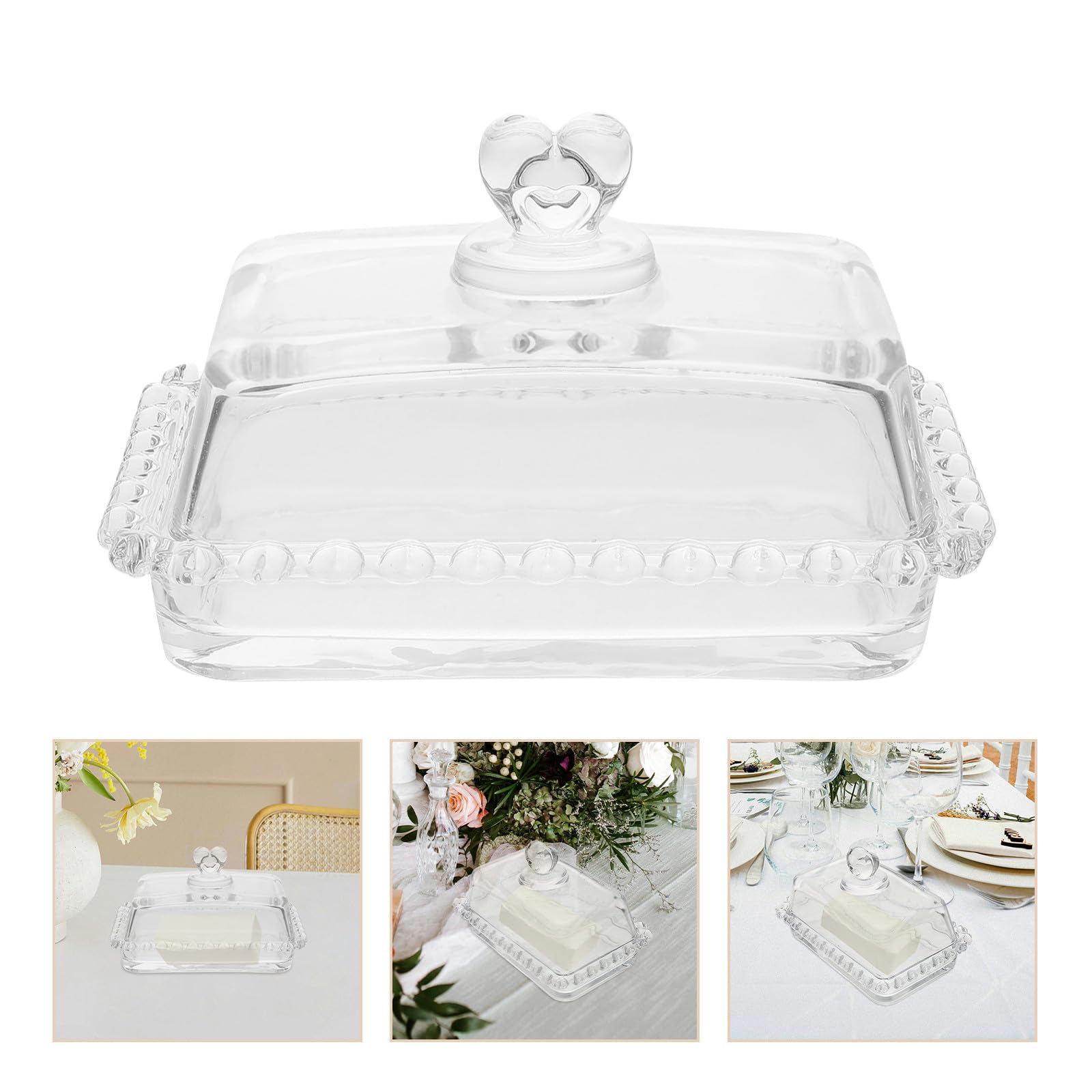 IMIKEYA Beurrier Réutilisable en Verre avec Couvercle Transparent, Capacité Modérée et Design Élégant Cuisine et Pique-niques, pour Snacks et Gâteaux