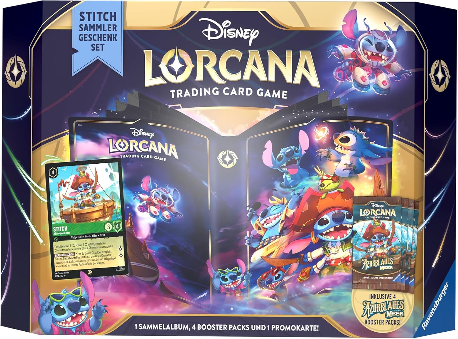 BB-Toy-Trades Lorcana - Azurblaues Meer - Stitch Sammler Geschenkset - DEUTSCH - Sammelkarten NEU & OVP Toploader