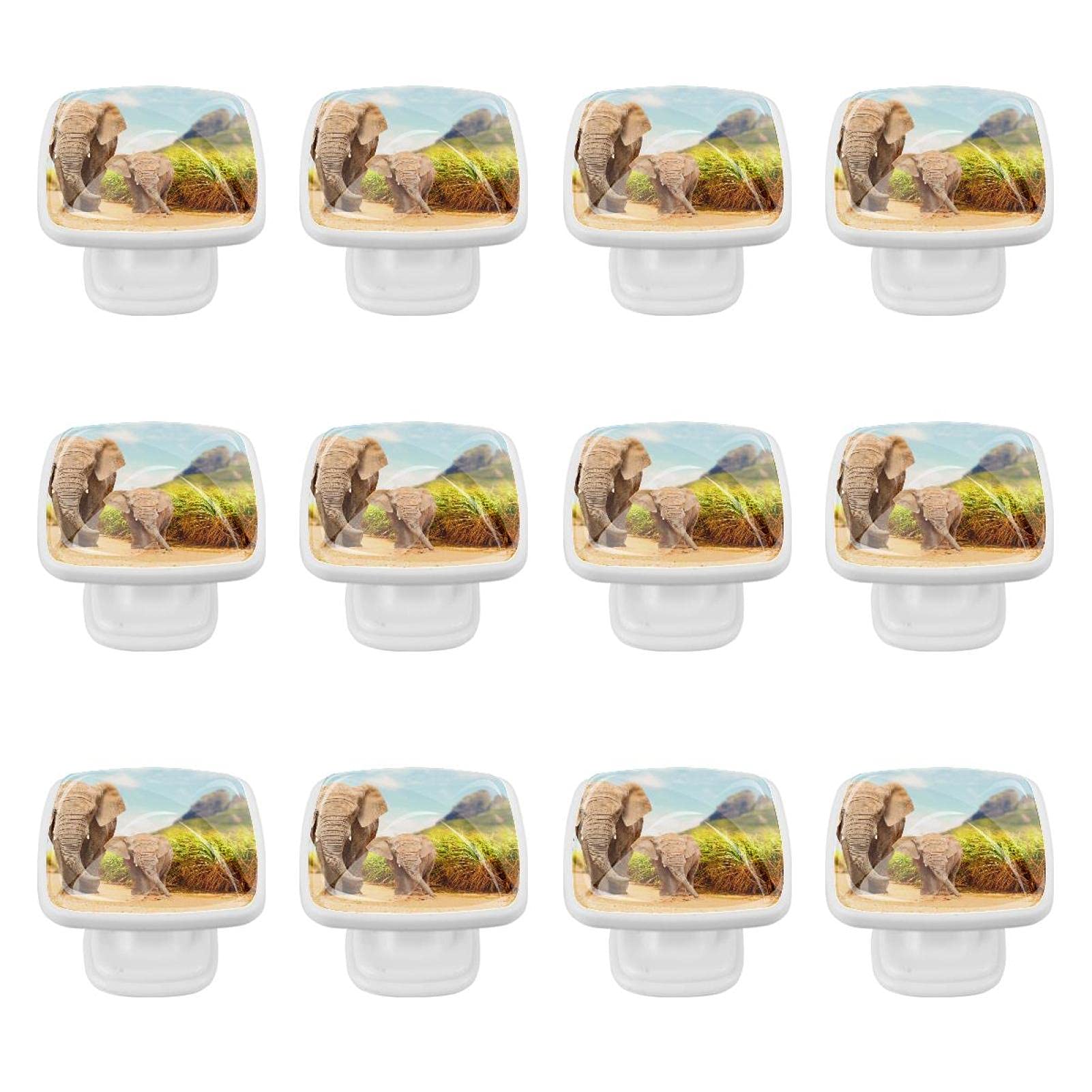 Poignées de tirage éléphants en cristal pour meuble et commode