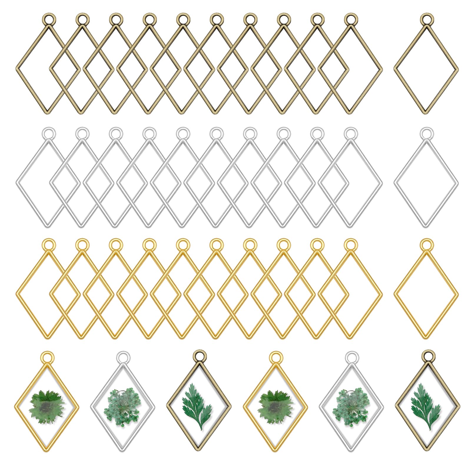Luxeu Resin Craft Bezels, 30 Pcs Open Bezel for DIY Crafts, Hollow Frame for Resin Casting, Keyring Decorations