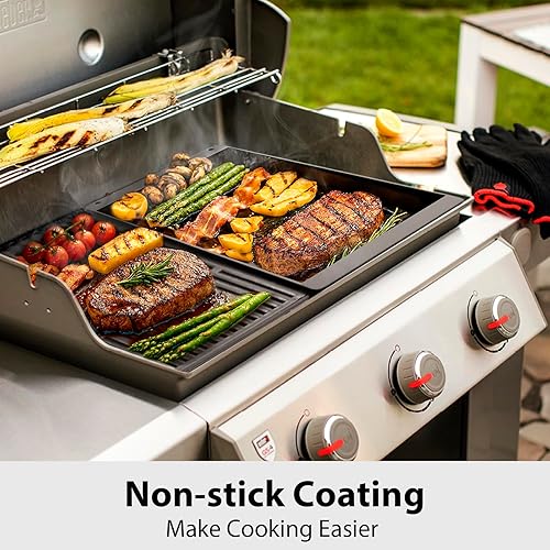 Miniatura 17 de Utheer Plancha reversible de cerámica de aluminio de 16.3 x 13 pulgadas, 50% más ligera, placa de parrilla plana y acanalada antiadherente 2 en 1