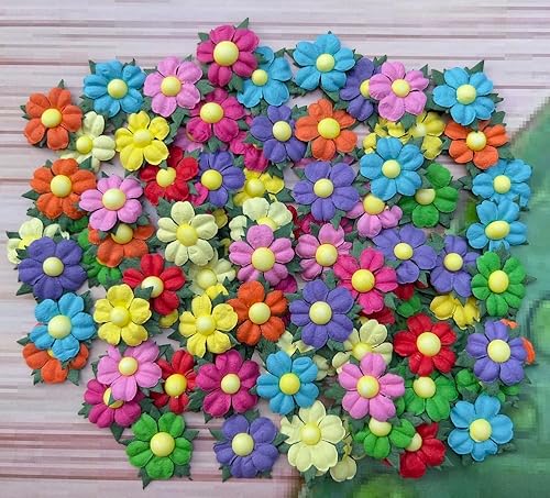 Miniatura 4 de 50 piezas hechas a mano de flores de papel de morera de 1.18 x 1.18 pulgadas (1.181 x 1.181 in) para álbumes de recortes, suministros de