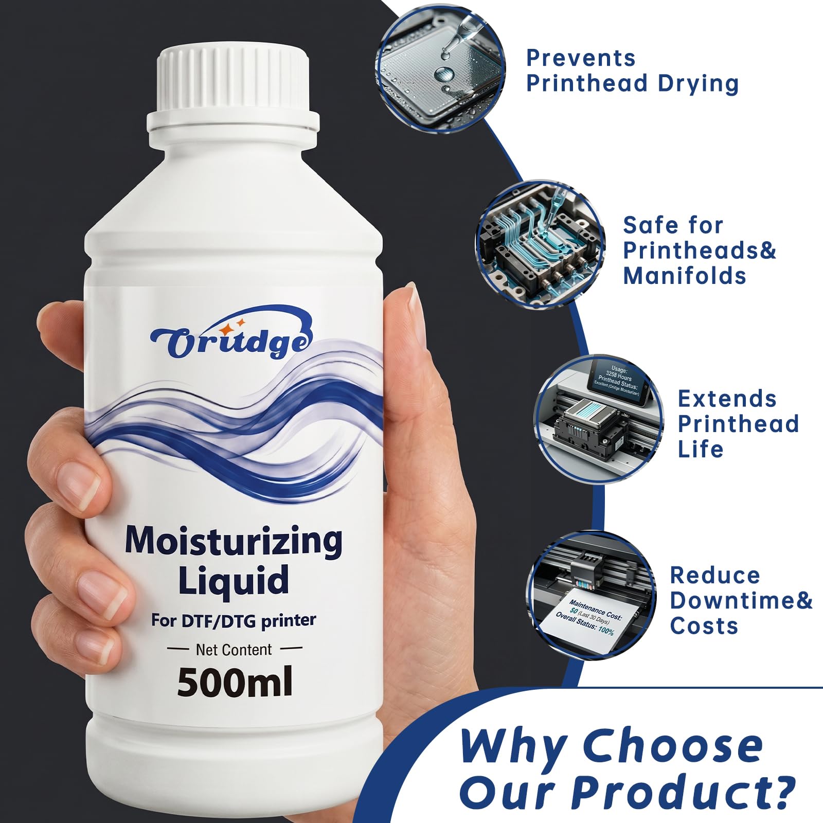DTF Druckkopfreiniger 100ml für DTF & DTG Druckkopf Feuchtigkeitsspender | DTF & DTG Feuchthaltemittel kompatibel mit DTF Moisturizing Solution Epson XP15000 ET8550 L1800 XP600