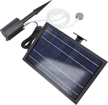 Solar Pond Aerator, 8W Solar Air Pump Kit with Hoses 10V Aquarium Air Pump Oxygenator for Small Pond Stock Fishing Hydroponics, Freestanding