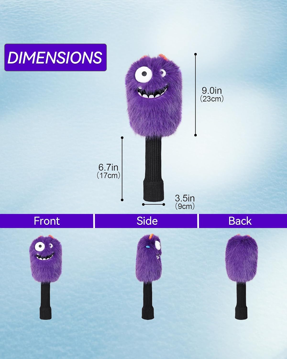 Big Teeth Monsters Family Golf Head Covers Driver Headcover, Soft Fur Flush Golf Club Headcover for Fairway Wood Hybrid Animal Headcovers Covers, Funny Putter Cover for Men and Women Golfer