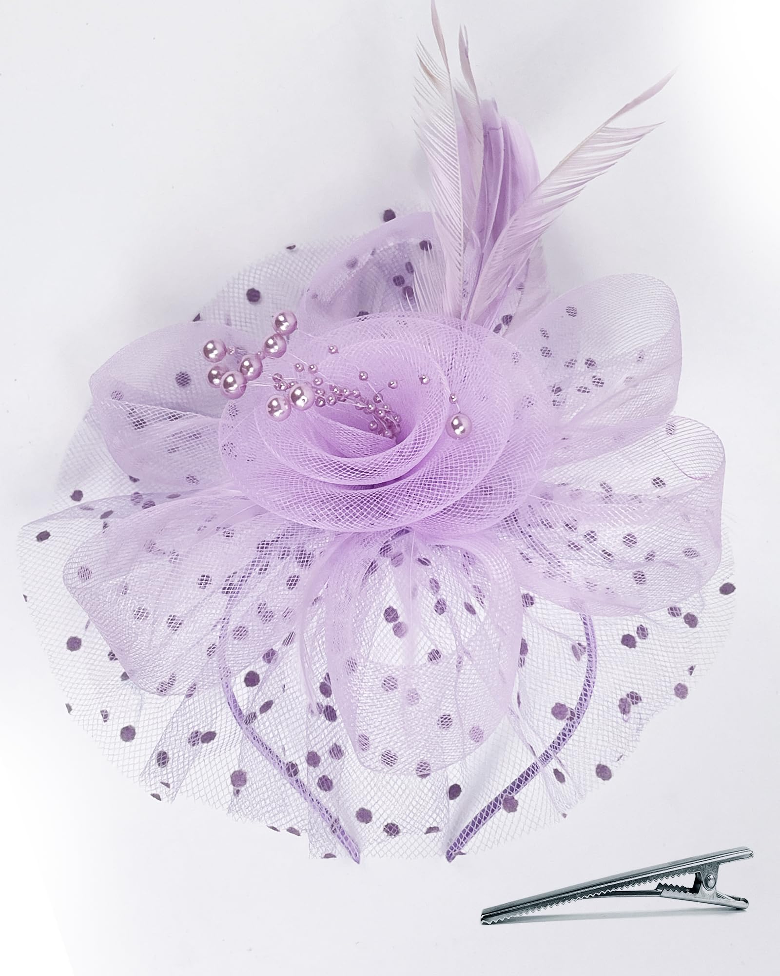 Bniksok Light Purple Fascinators for Women Tea Party Church Wedding Cocktail 1920s 50s Lavender Dress